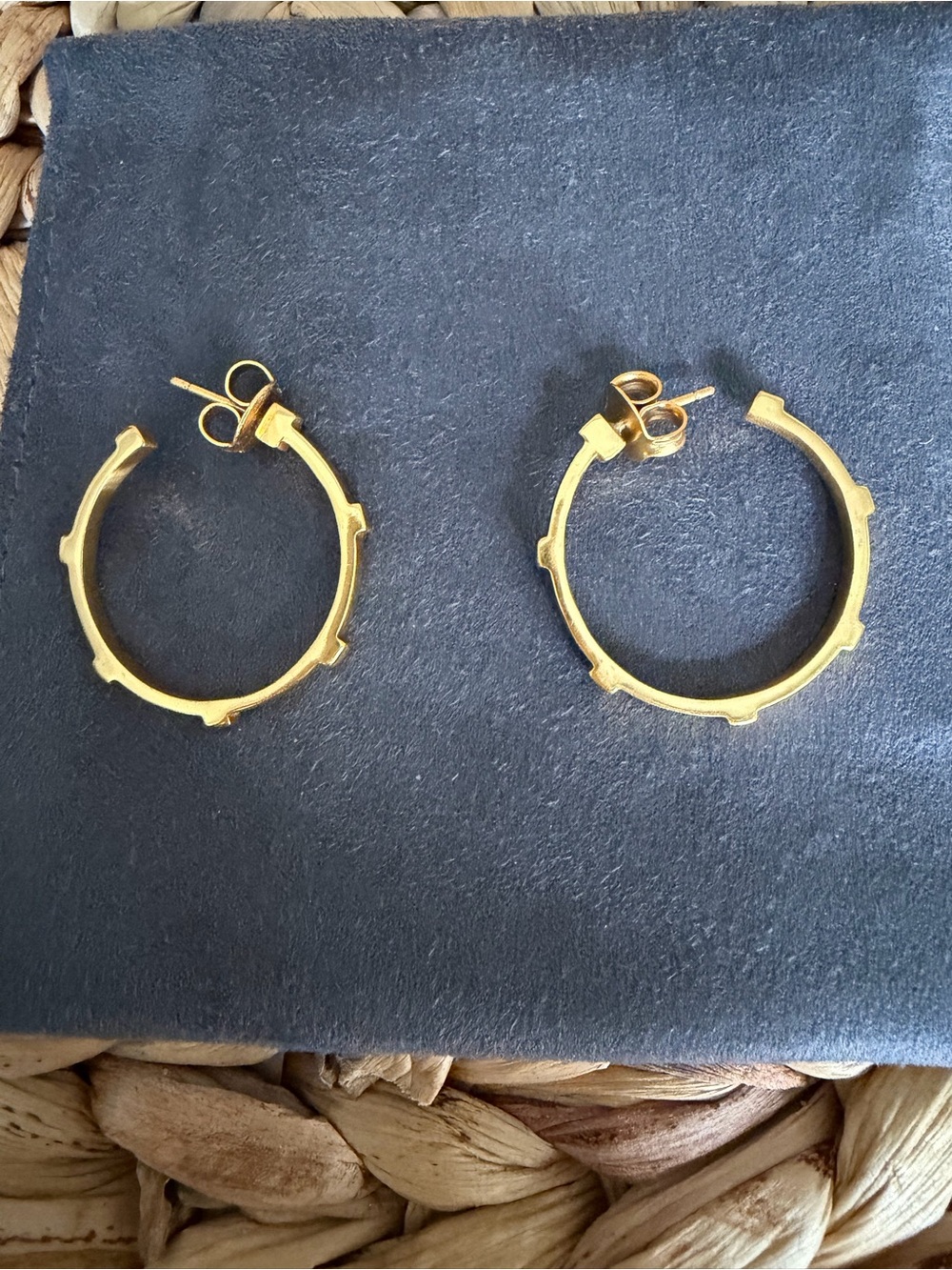 Julie Vos Gold Textured Mini Hoop Earrings - Picture 3 of 5